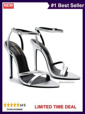 Women's Strappy Lace Up Stiletto Heeled Sandals 4.5 Inch Ankle Wrap Heels